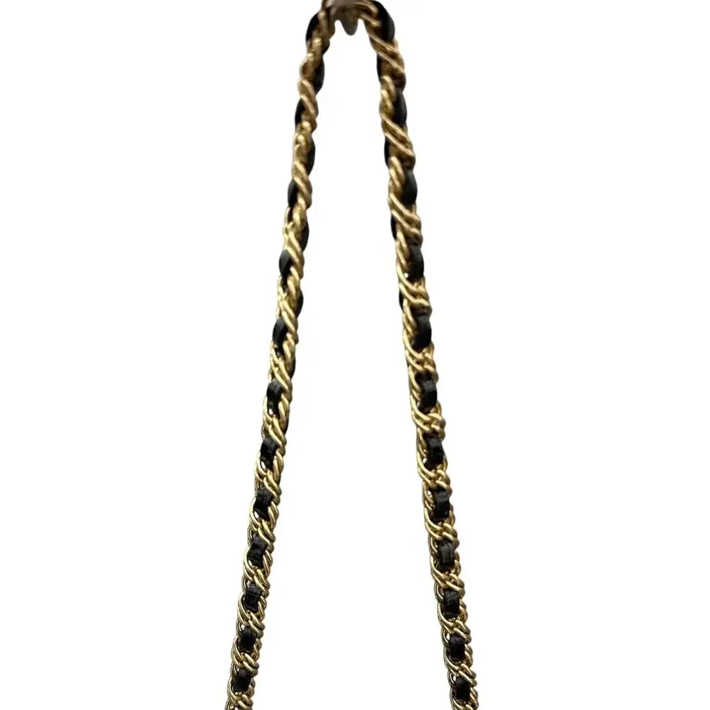 Ann Taylor Black Leather Croc-Embossed Gold Chain Small Shoulder Bag